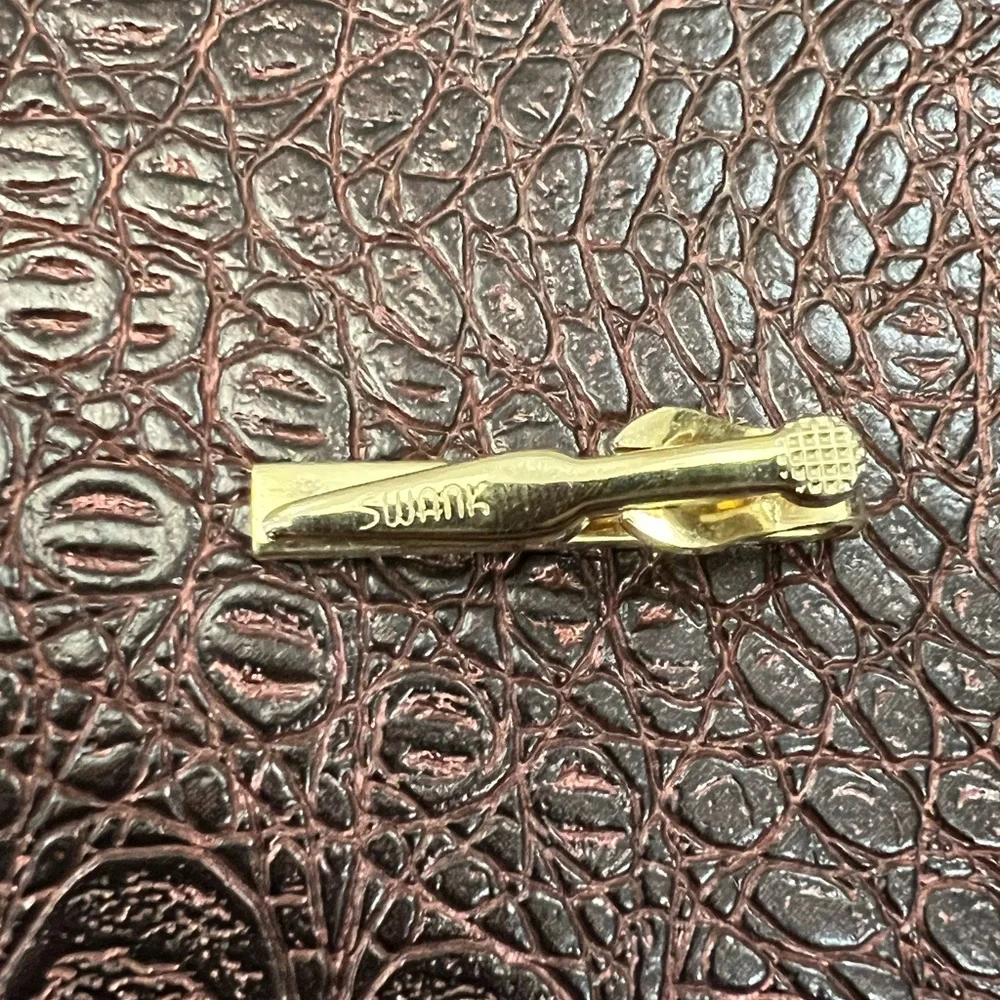 LN Swank tie clip gold tie bar vintage etched holiday Men’s jewelry gift